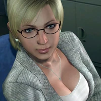 Jessie, sitting at her desk.