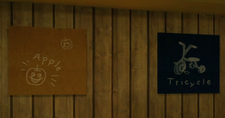 Posters on the wall.