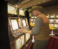 Playing the slots.
