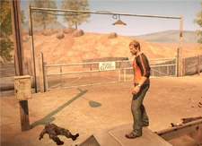 The closed exit located by the quarantine camp.