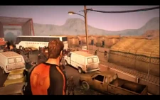 Chuck looks upon the wreckage in the streets.