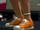 Orange Lowtops with White Pearl Anklet