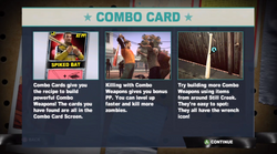 Dead rising 2 Case 0 combo card explanation screen