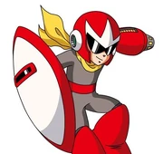 Protoman as he appears in the Mega Man franchise.