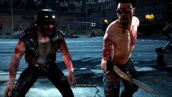 Defeat Spider 12.jpg (330 KB) Mel and Clyde in Dead Rising 3: Chaos Rising. Clyde tosses a bowie knife to Hunter.