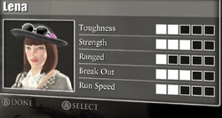 Lena's survivor stats.