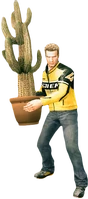 Chuck holding a cactus plant