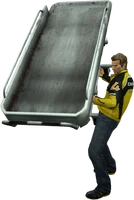 Chuck Greene holding a stretcher