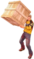 Chuck holding a crate