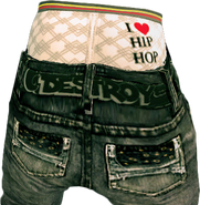 When the shirt is removed with modding, "I love hip hop" is revealed on the underwear.