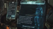 Suit Kiosk page of the Security Suit in Dead Space 3.