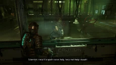 The survivor is killed by a Lurker while pleading for help.