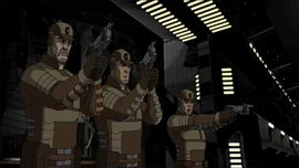 P.C.S.I. Security personnel guarding .