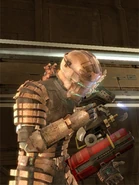 Isaac wielding the Flamethrower in Dead Space (2008).