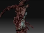 Back of the female Slasher with five "eyes" from Dead Space 2.