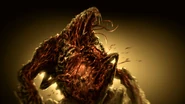 The finalized picture of the Brute in-game, opening up its chest to reveal its "bomb"-spewing hole.