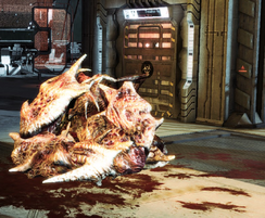 A Brute contracting itself into a ball in defense.