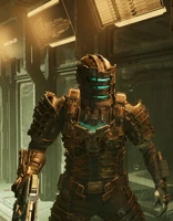 Isaac with Level 5 armor in Dead Space (2023).