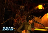 A Brute about to attack Lexine Murdoch in Dead Space: Extraction.