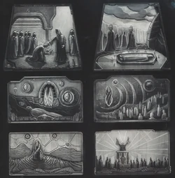 一组统一教壁画。