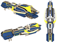 An EarthGov shuttle used to evacuate Titan Station civilians. Note the design similarities to Destroyer-class ships such as the USM Valor.