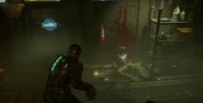 Isaac coming across the Ripper in the remake. Note the Ripper blade is what caused this man's death.