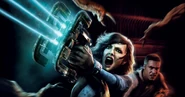 Lexine Murdoch firing a Plasma Cutter in Dead Space: Extraction's cover art.