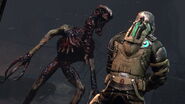 A Stalker approaching Isaac in Dead Space 3