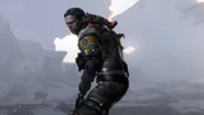 Isaac wearing the damaged EVA Suit on Tau Volantis.