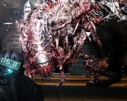 A closeup of the Tormentor before it knocks Isaac into space.