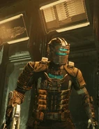Isaac wearing the Level 2 Suit in the remake.