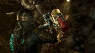 Isaac finding the Flamethrower in Dead Space (2023).