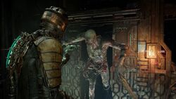 Isaac is pursued by a  on the Ishimura.