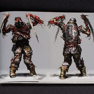 Concept art of the Unitologist fanatic Slasher variant seen in Dead Space 3.