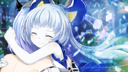 Shina getting hugged by Iris after she was saved from the Entoma near the end of the game.