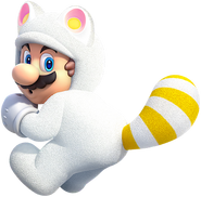 White Tanooki Mario (via Invincibility Leaf)