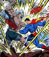 Doomsday battling the Man of Steel, Superman