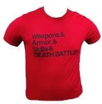 DEATH BATTLE Weapons, Armor, Skills Tee