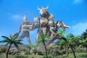 Ultraman Zero and Ultraman Orb vs Galactron in Ultraman Orb The Movie: Lend Me The Power of Bonds!
