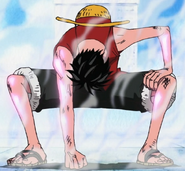 Luffy activating Gear 2nd before the timeskip