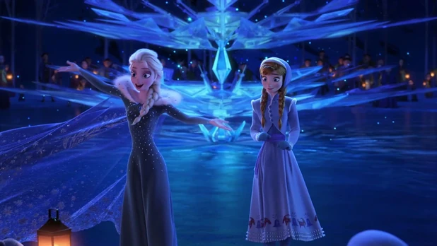 Elsa and Anna celebrating Christmas