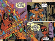 Deadpool using the Infinity Gauntlet