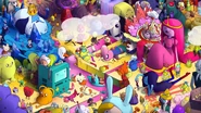 GOLB in the Adventure Time mural with every other character from the series. (Near Ice King)