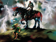 Artwork of Ganondorf on his Horse as seen in Ocarina of Time