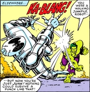 Hulk dented the pure Adamantium body of Ultron