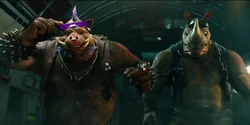 Bebop and Rocksteady in the 2016 movie, TMNT Out of the Shadows