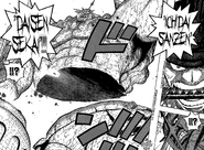 Zoro cuts the moutain-sized stone man, Pica