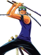 Roronoa Zoro as he appears in the Skepiea Arc