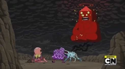 GOLB hovering above his monsters as they're fighting.