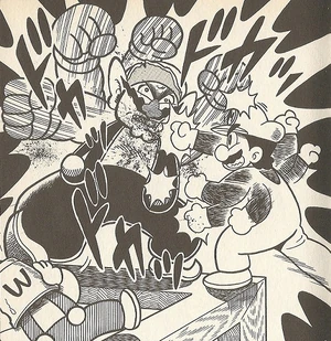 Mario and Wario punching